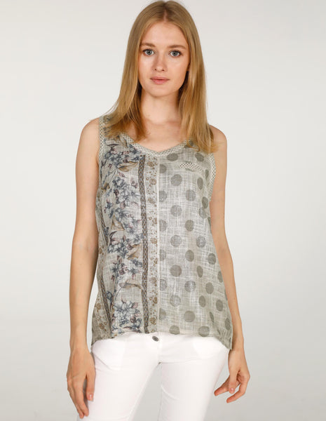Sleeveless Floral Spot Front Cami